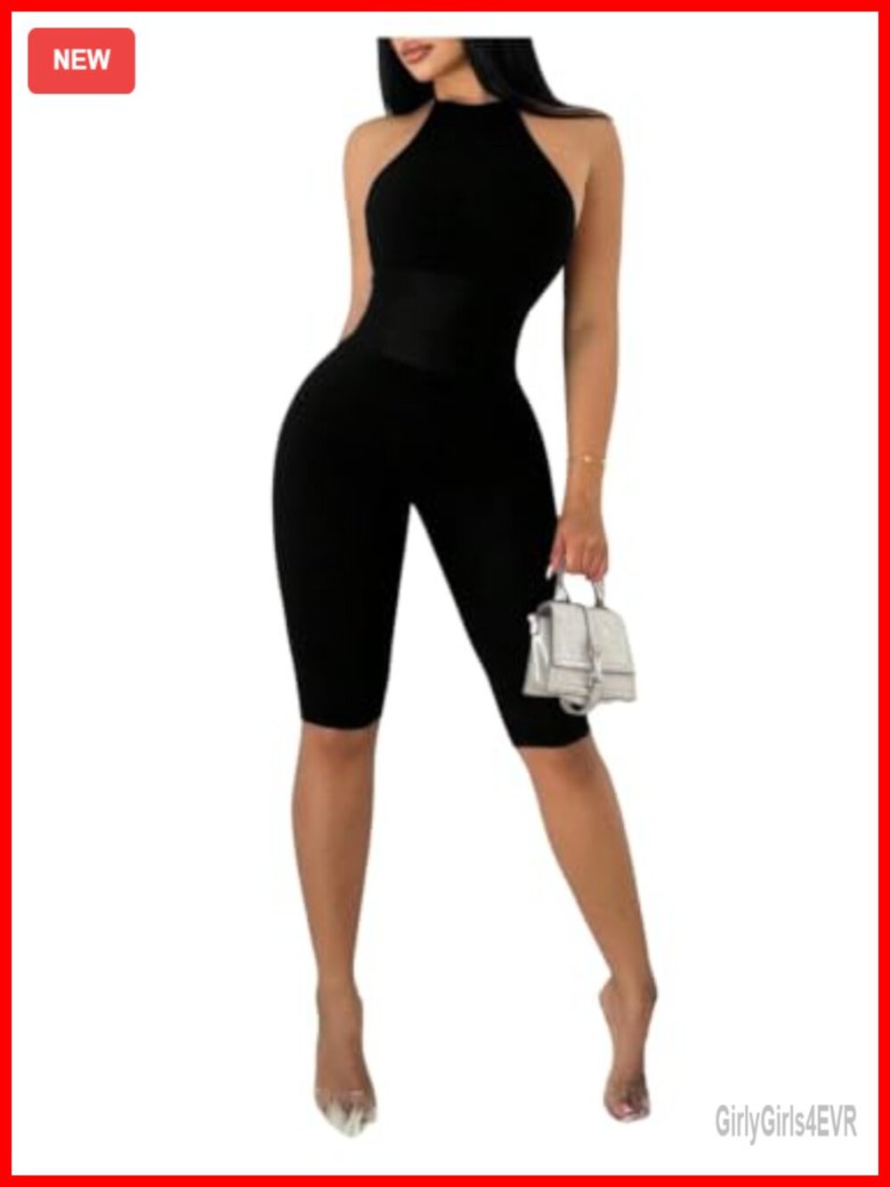 Sexy Backless Halter Capri Jumpsuit Short Romper